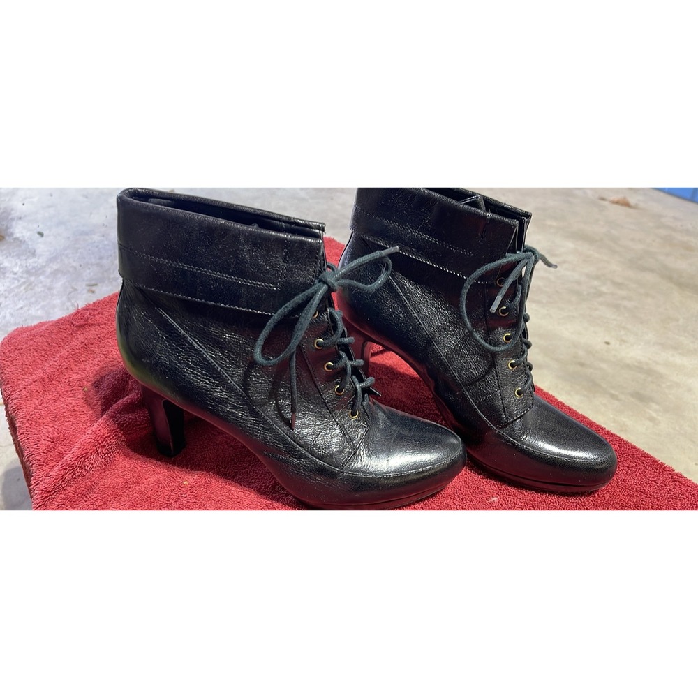 Naturalizer Iman Giglio Black Ankle Heeled Booties 10W Wide